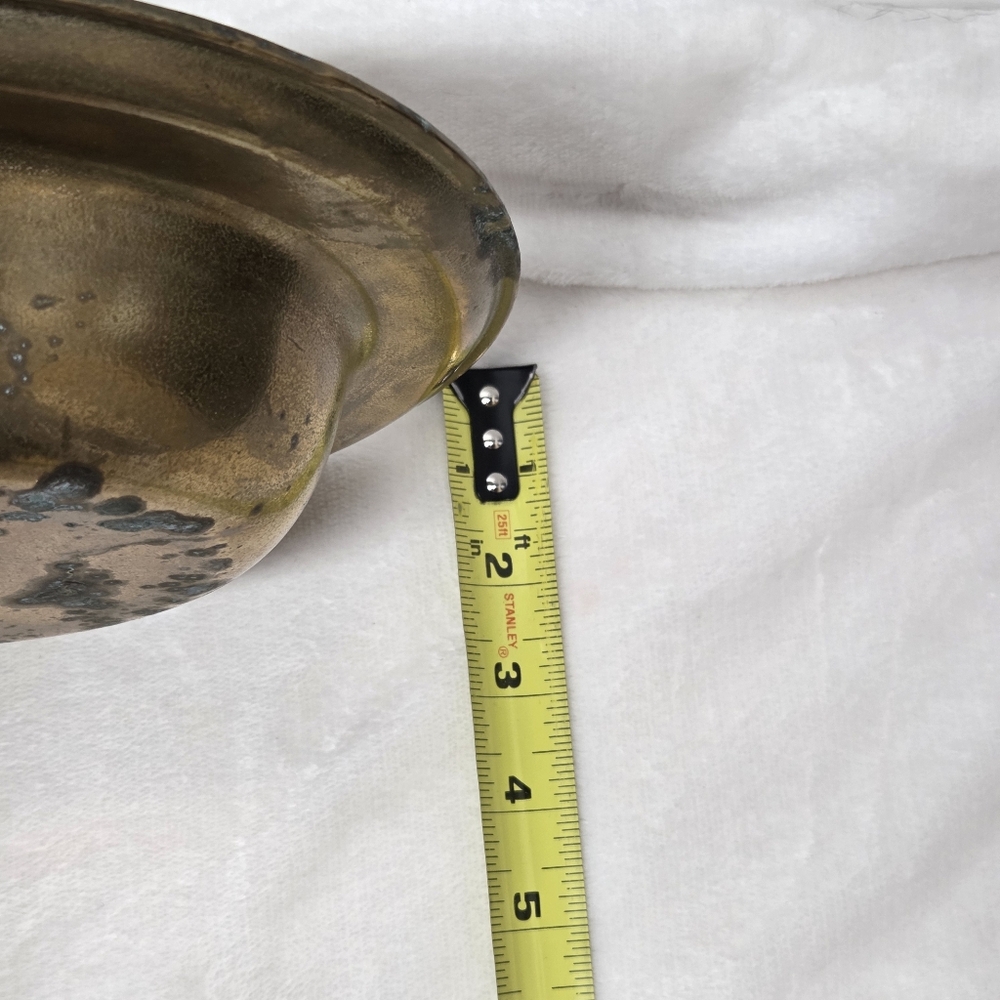 Vintage/Antique Solid Brass Shallow Bowl Patina 8.5"  Heavy Rustic Farmhouse - Picture 6 of 9
